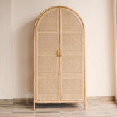 Handmade Rattan Cane Solid Wood Cupboard